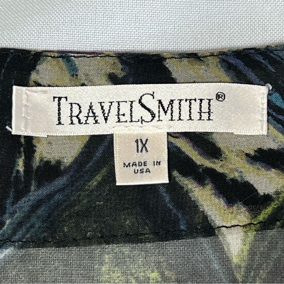 TRAVELSMITH Semi Sheer Open Front Peacock Feather Print Cardigan Women's Size 1X - Picture 13 of 16